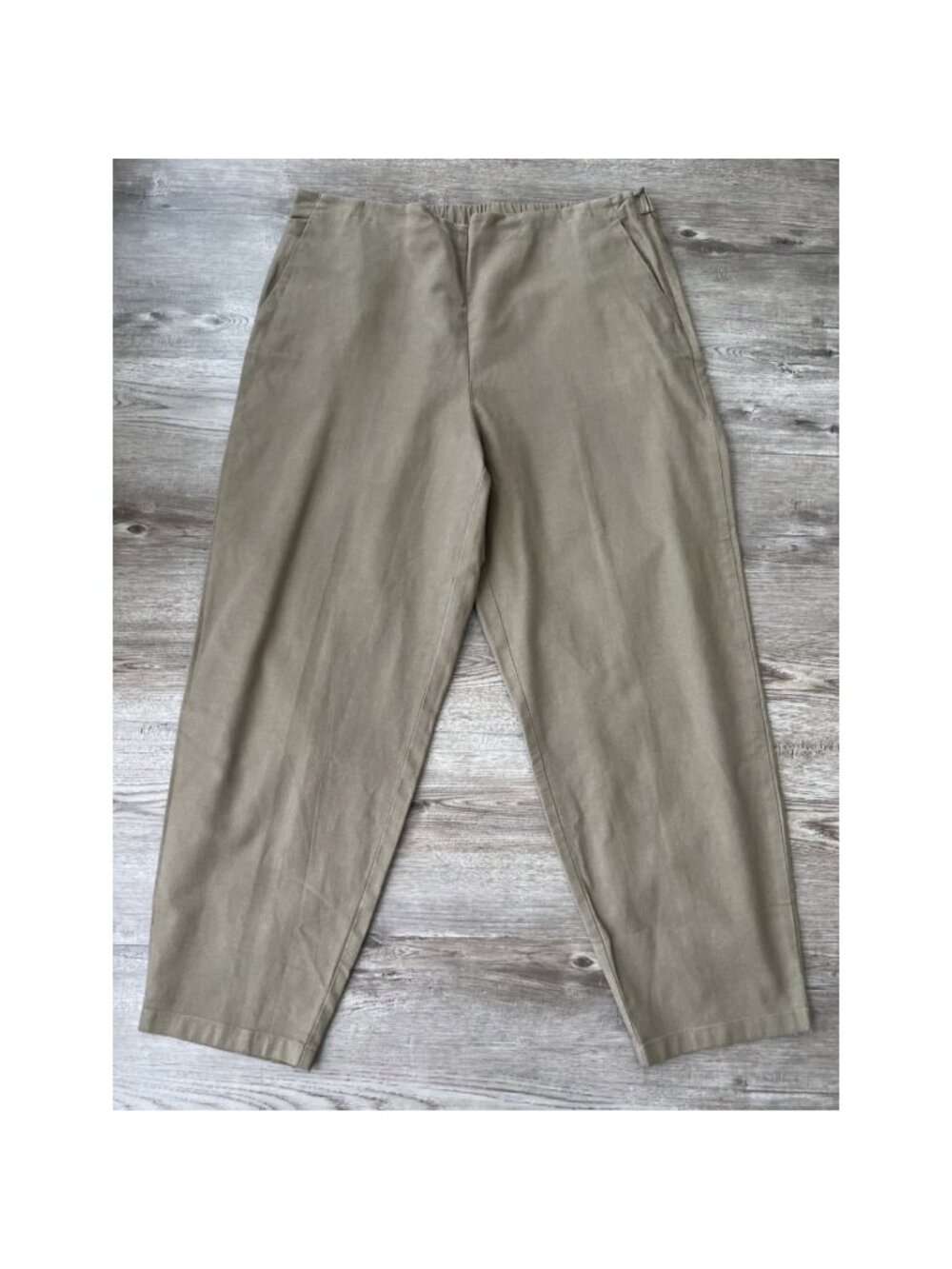 Eileen Fisher Tapered Ankle Pant Womens XL Brown Cotton Hemp Blend E Waist